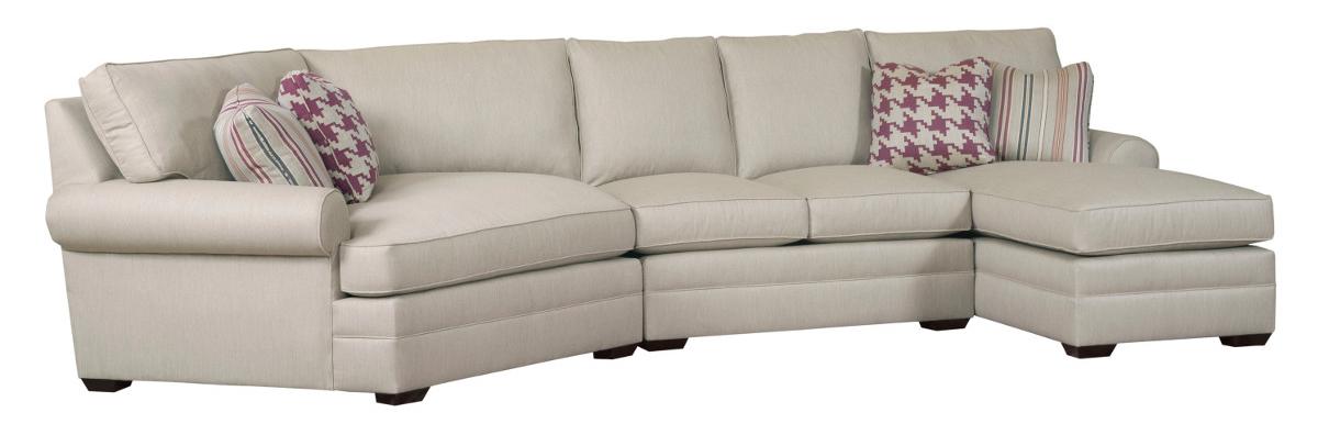 Three Piece Custom Built Sectional Sofa with Cuddler and Chaise Lounge